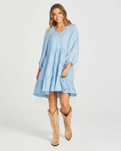 Sass: Sass Davie tiered Dress 18427DWSS - Chambray