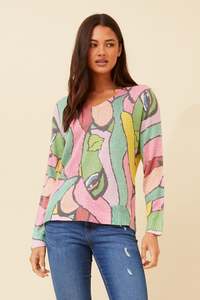 Italian digital art print knit KP522576 - Multi print