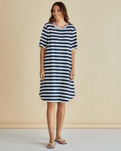 A G: Betty Basics Eloise T-shirt Dress BB1109 - Navy Stripe