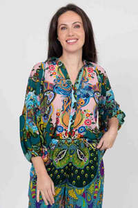 Augustine Noah Shirt Crepe Retro Print RA545