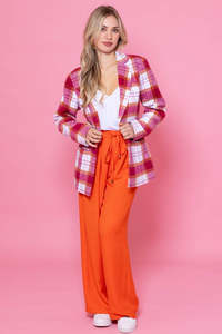 Augustine Misha Blazer White Pink Tartan RA350C