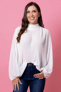 Augustine  Lulu Pleated Blouse Off White RA252