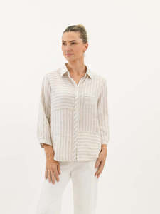 Worthier The Label Hyatt Button through Linen Shirt WY-2312A - Beige