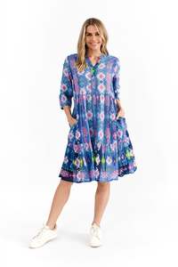 One Summer: One Summer Vivian V Neck Shirt Dress DW128J - Persian Border 3