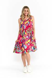 One Summer Estelle Crew Neck Sleeveless Dress DW131J - Painted Tropical 3