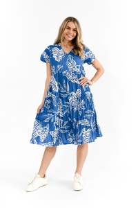 One Summer Thalia Tiered Dress DW114J - Trop tribal Blue