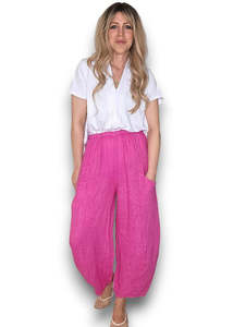 All: Helga May Barrel Linen Pants - Hot Pink