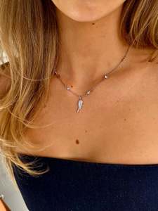 Classic Elegance: Silver Diamantè Wing Necklace - Diamantè Chain