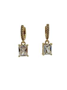 Emerald Cut Drop Earrings/Clear