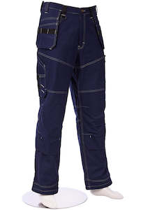 Pants: Daneunder 100% Cotton Rip Stop Navy Cargo Work Pants