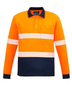 Hi Vis: SYZMIK LS Segmented Polo Orange Navy