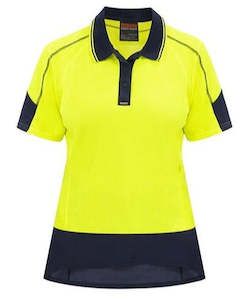 Womens Hi Vis: BISON Womens Quick Dry Cotton Back Polo Yellow