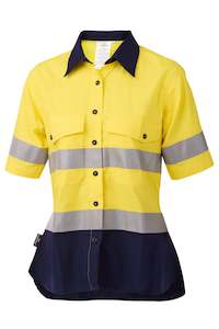 Womens Hi Vis: Daneunder Womens SS Taped Shirt Yellow/Navy