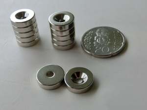 Magnets With Holes: 12mm Dia x 3mm with 3mm hole  |  Pack of 12