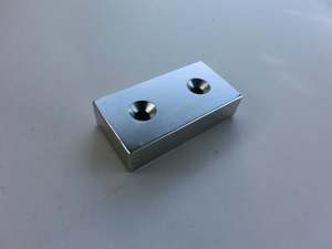 Magnets With Holes: 50mm x 25mm x 12mm Block Magnet with 4.3mm holes  |  Pack of 1