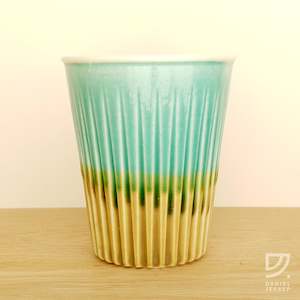 Cups: Coffee Cup - Turquoise & Gold Fluted