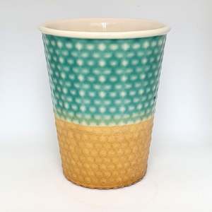 Dimple Range: Coffee Cup - Turquoise & Gold Dimple