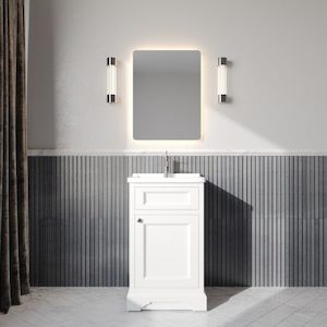 Products: Burlington 520mm Solid Wood Floor-Standing Vanity – Hampton Series – Matte White