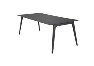 Indoor Dining Tables: HOUE - GATE Indoor Dining Table 208cm // Black Linoleum, Black Edge - Black Ash Legs