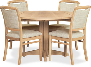 Products: Avondale Round ouble Drop-Leaf Dining Table & Melody Chairs