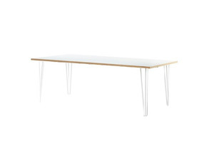 Products: White Dining Table with White Hairpin Legs darbyandgrey