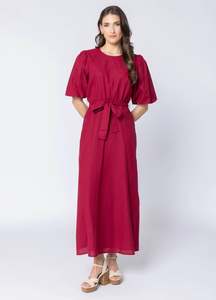 Dresses: Sparkling Dress - Merlot Linen