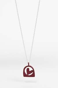 Necklace: Coloured Lace Heart Pendant - Red