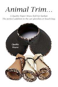 Accessories Bags: D0019 Animal Trim Roll-up Straw Sunhat