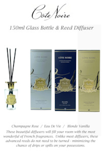 Accessories Bags: Cote Noire 150ml Glass Bottle & Reed Diffuser