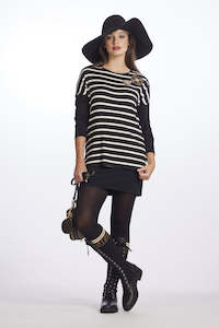 Paula Ryan Collection: 9115 Viscose Bling Stripe Batwing Top