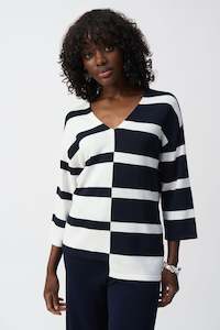 Joseph Ribkoff 1: 251914 Stripe Rayon V-Neck Sweater