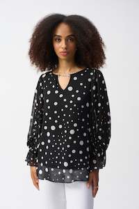 Joseph Ribkoff 1: 251277 Chiffon Dot Print Boxy Top