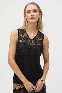 252076  Double  Lace V  S/less Top