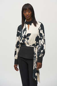 244942 Satin and Georgette Floral Print Top