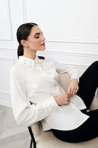 234119U Bling Collar Shaped Blouse