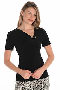 Frank Lyman: 251004 Buckle V-Neck Evening Top