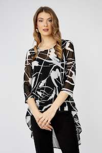 251344 Scoop Hem Mesh Tunic With Slip