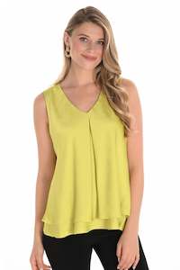 Frank Lyman: 251250 V-Neck Luster Satin S/Less Layer Top