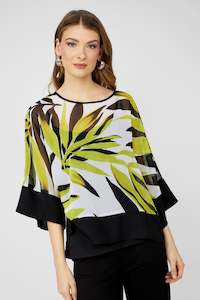 251323  Sheer Kimono Banded Layer Top