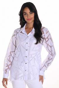 251107  Semi-sheer Rayon Linen Blend Swing Shirt