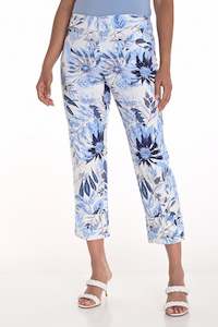 251244 Flat Band Floral Print Cuff Pant