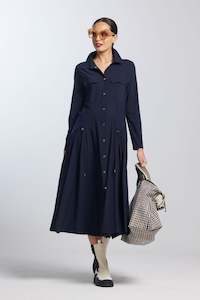 8831 Merino & Microjersey Draw Cord Shirt Dress