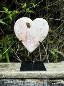 Pink Amethyst Heart on Stand