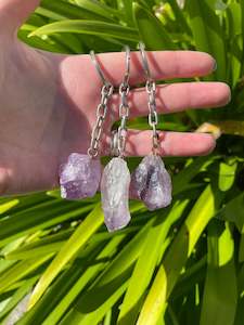 Keyrings: Amethyst Rough Point Crystal Keyring