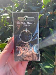 Keyrings: Triple Moonphase Pentagram Keyring