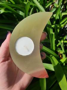 Candle Holders: Banded Calcite Moon Candle Holder A