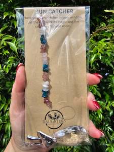 Homewares: Strawberry Quartz, Clear Quartz & Apatite | Teardrop Sun Catcher