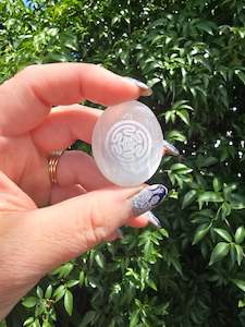Selenite Mini Palm Stone | Wicca Hecate's Wheel
