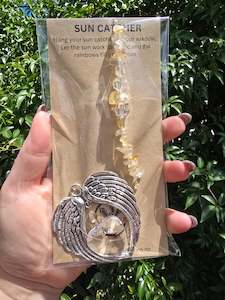 Homewares: Citrine | Angel Wing Heart Sun Catcher