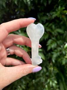 Pink Mangano Calcite Heart Key